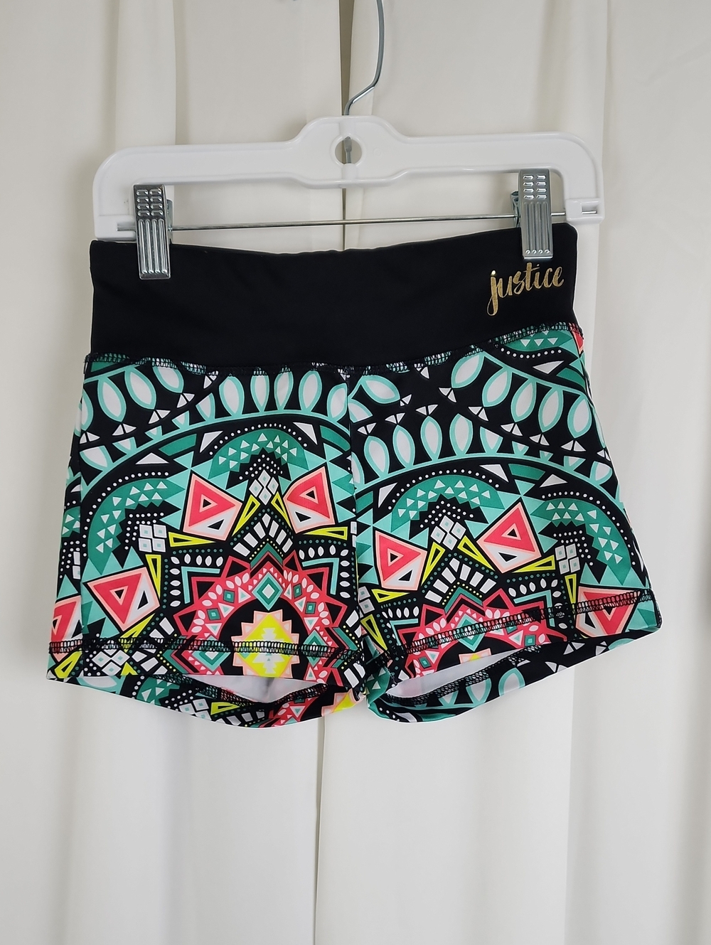 Justice Active Tribal Print Compression Shorts Black Size 8
